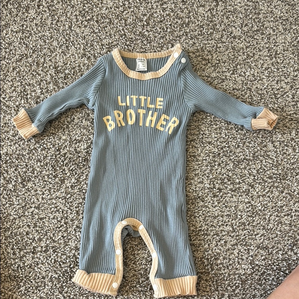 Little Brother Baby One Piece - Blue and Tan